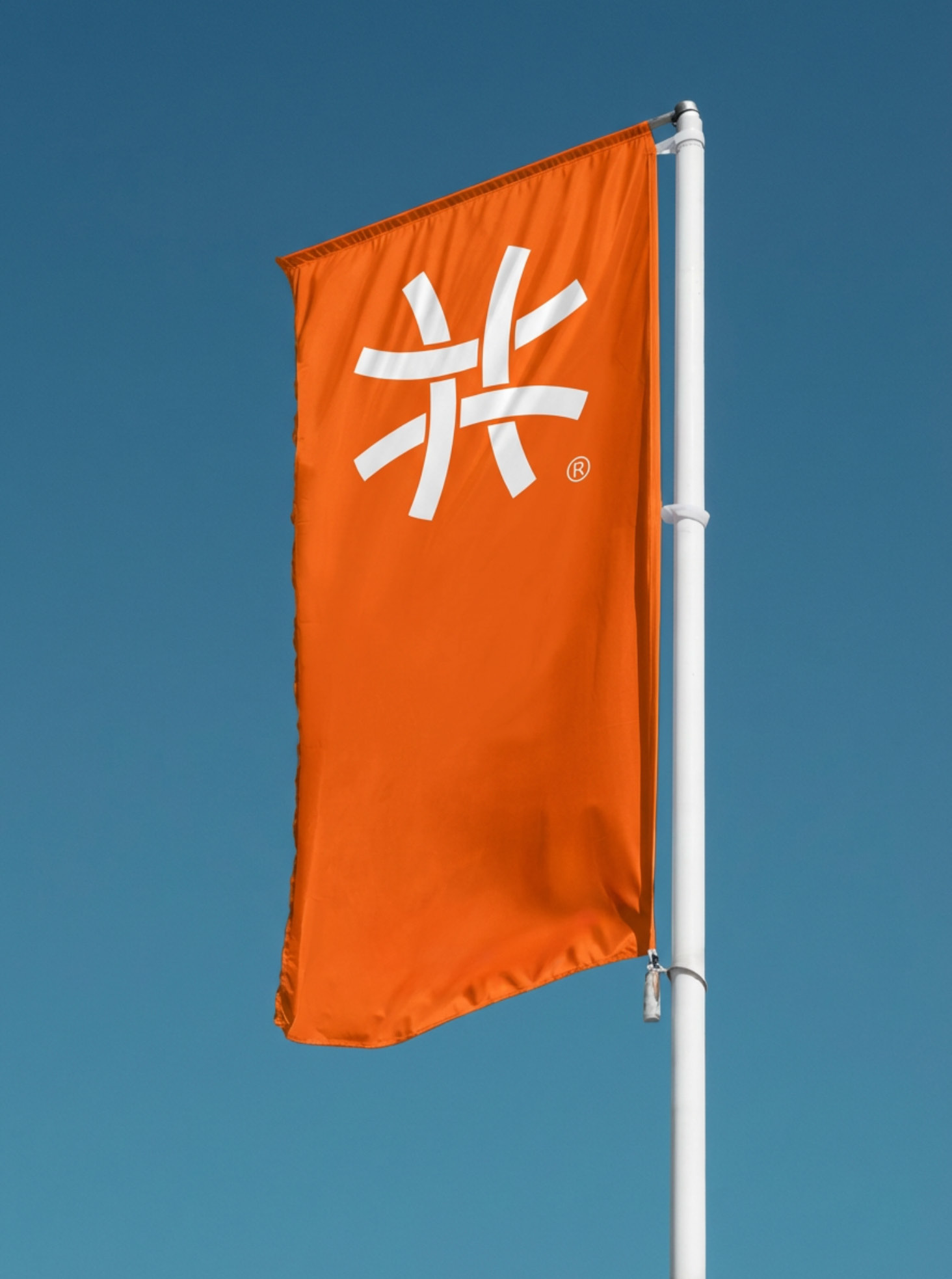 AfricaLNX orange flag with its original white emblem